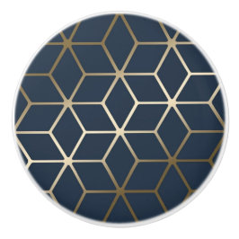 Boutons en céramique - Argent géométrique et bleu/