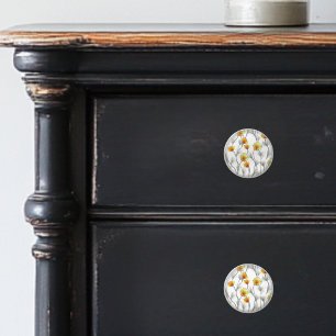 Boutons En Céramique Avec Fleurs Oranges Délicates