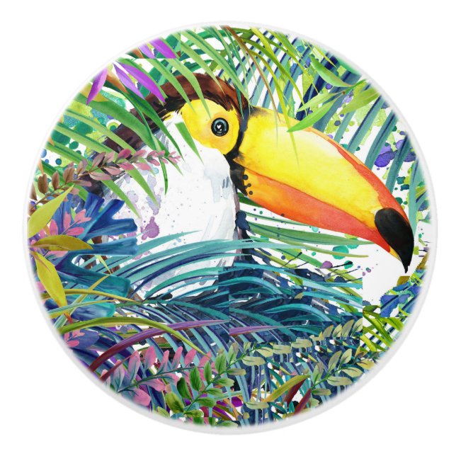 Boutons en céramique Tropical Toucan (Devant)