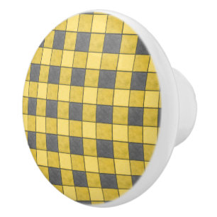 Boutons jaunes de tiroir de contrôle de plaid