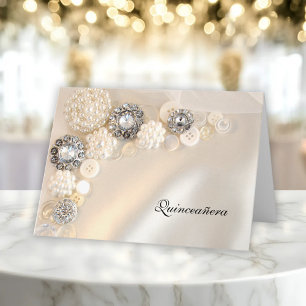 Boutons perles et diamants Quinceañera Invitation