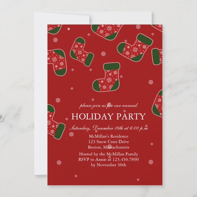 Bouts de Noël rouge Fête des fêtes invitation (Devant)