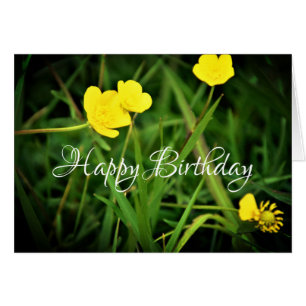 Bouttercups gras et lames d'herbe Joyeux anniversa