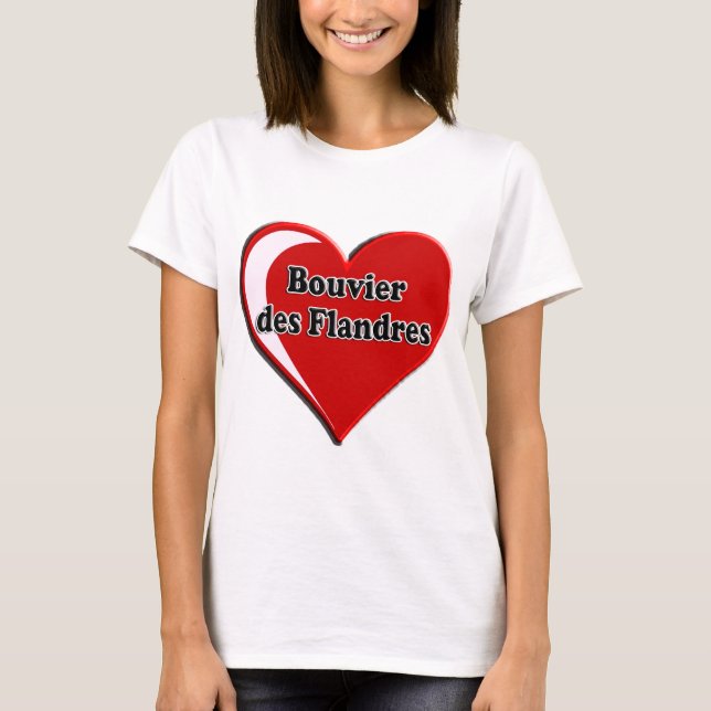 Bouvier DES Flandres auf Herzen für Hundeliebhaber T-Shirt (Vorderseite)