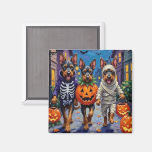 Bouvier des Flandres beim Halloween-Süßigkeiten-Sa Magnet