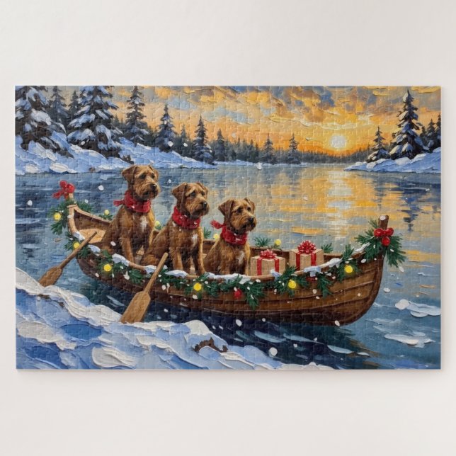 Bouvier des Flandres Christmas Boat Holiday (Horizontal)