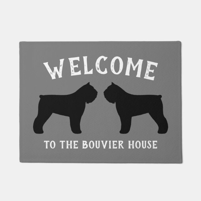 Bouvier des Flandres Dog Breed Silhouetten Fußmatte (Vorderseite)