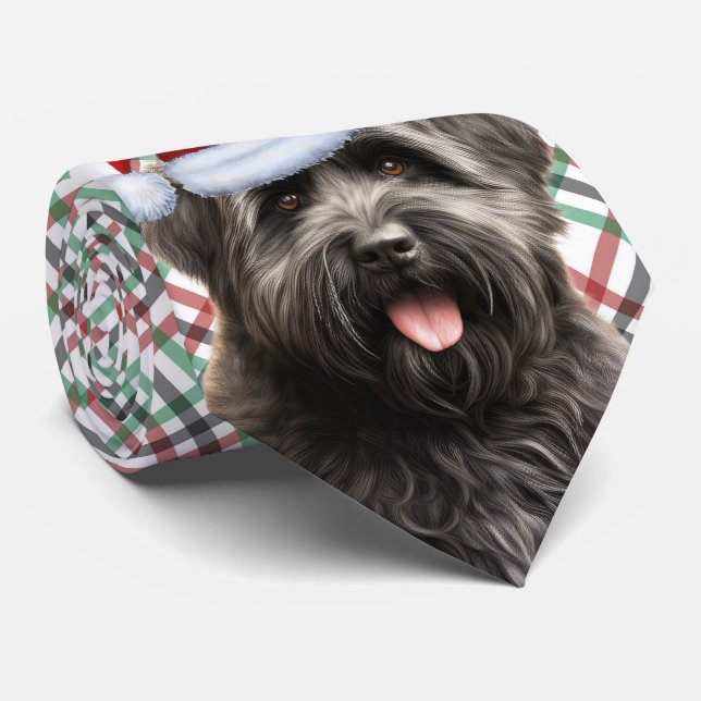 Bouvier des Flandres Dog Red Green Karierte Weihna Krawatte (Gerollt)