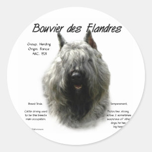 Bouvier des Flandres Geschichtsdesign Runder Aufkleber