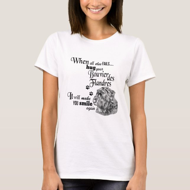 Bouvier des Flandres moderne niedliche Hundemarke T-Shirt (Vorderseite)