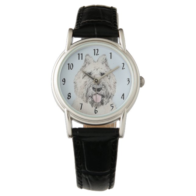 Bouvier des Flandres Painting - Original Dog Art Armbanduhr (Vorderseite)