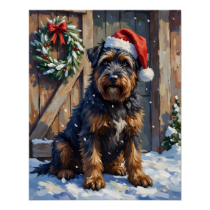 Bouvier des Flandres Schneeige Weihnachten auf dem Poster