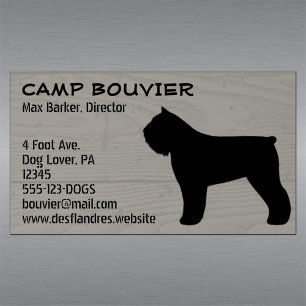 Bouvier des Flandres Silhouette Holzkörner Magnetische Visitenkarte