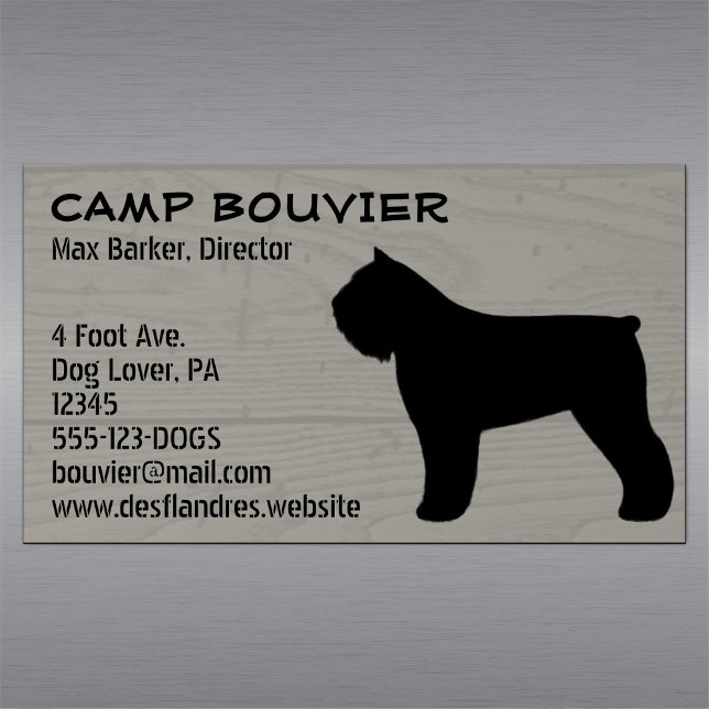 Bouvier des Flandres Silhouette Holzkörner Magnetische Visitenkarte (Von Creator hochgeladen)