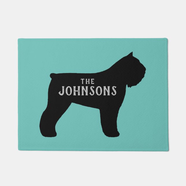 Bouvier des Flandres Silhouette Welcome Mat Custom Fußmatte (Vorderseite)
