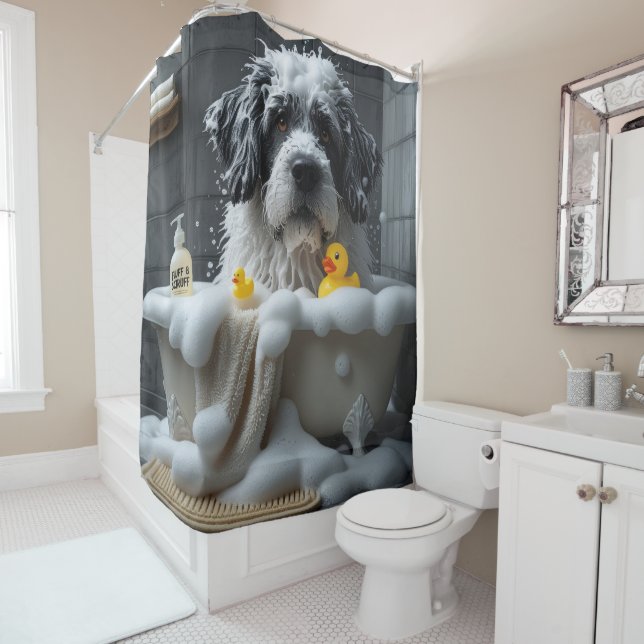 Bouvier Des Flandres Sloppy Sleepy Niedlich Funny Duschvorhang (Beispiel)