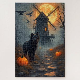 Bouvier des Flandres Spukmühle Halloween