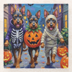 Bouvier des Flandres Süßigkeitenbetteln Halloween Glasuntersetzer