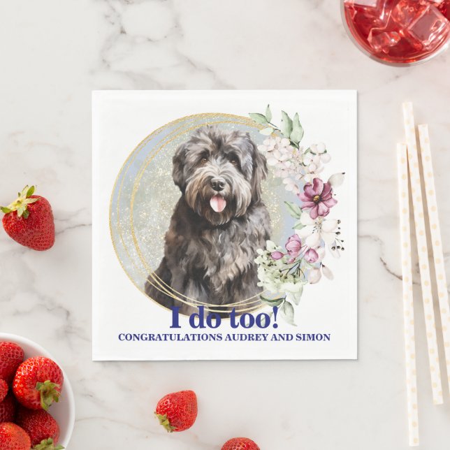 Bouvier des Flandres Wedding Napkins mit Foto Serviette (Beispiel)