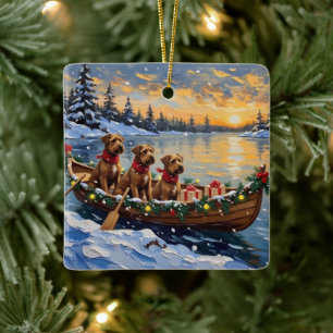 Bouvier des Flandres Weihnachtsboot-Feiertag Keramikornament