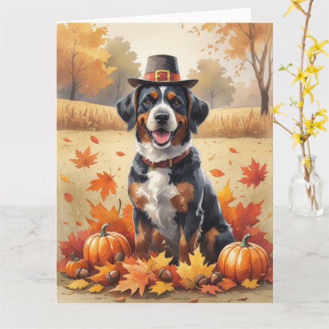 Bouviers des Flandres Autumn Leaves Erntedank Karte (Gelbe Blume)