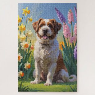 Bouviers Des Flandres Dog Frühlingsblumen Malerei