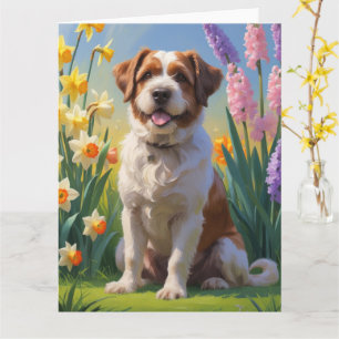 Bouviers Des Flandres Dog Frühlingsblumen Malerei Karte