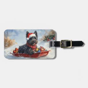 Bouviers Des Flandres Dog in Sledge Weihnachten Gepäckanhänger
