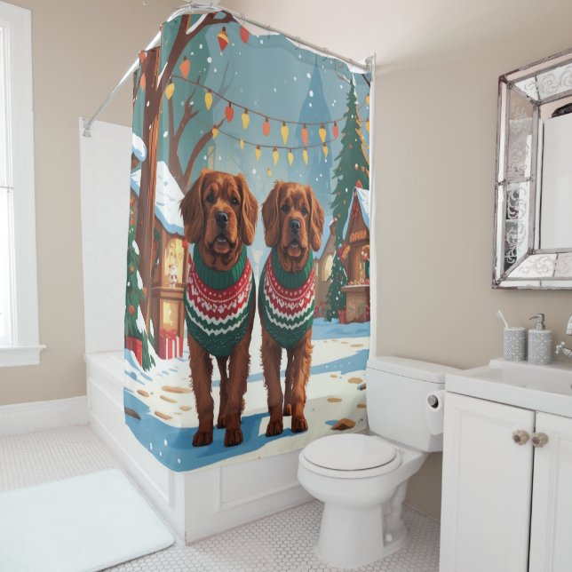 Bouviers des Flandres Dogs Christmas Snow Holiday  Duschvorhang (Beispiel)