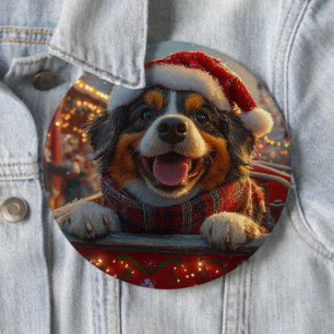 Bouviers des Flandres Hund Achterbahn Weihnachten Button
