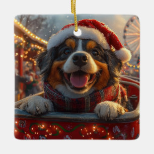 Bouviers des Flandres Hund Achterbahn Weihnachten Keramikornament