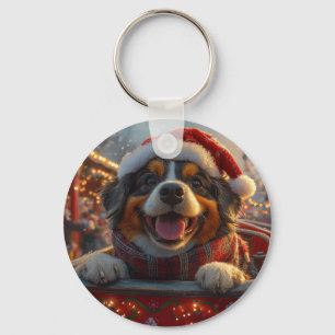 Bouviers des Flandres Hund Achterbahn Weihnachten Schlüsselanhänger