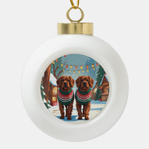 Bouviers des Flandres Hunde Weihnachten Schnee Fei Keramik Kugel-Ornament