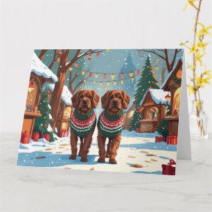 Bouviers des Flandres Hunde Weihnachtsschnee Holid Karte