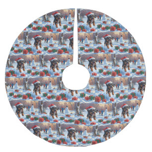 Bouviers des Flandres Weihnachtliche Schneeszene Polyester Weihnachtsbaumdecke