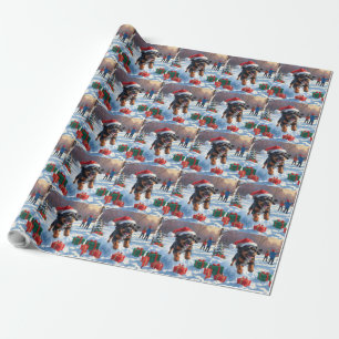 Bouviers des Flandres Weihnachtsfest Schneeszene Geschenkpapier