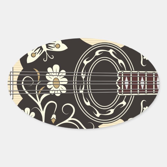 Bouzouki Ovaler Aufkleber (Vorderseite)