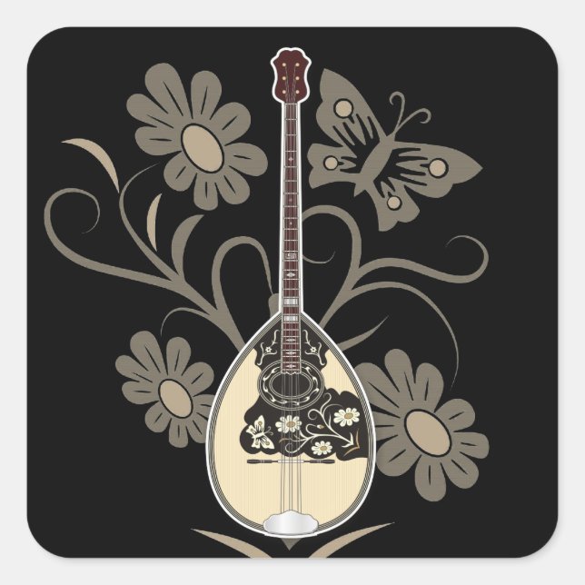Bouzouki Quadratischer Aufkleber (Vorderseite)