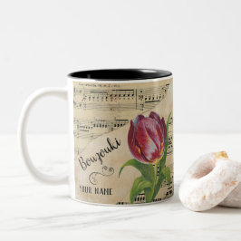 Bouzouki Tulip Vintage Noten - individuell Zweifarbige Tasse