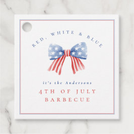 Bow 4. Juli Barbecue Ausgeklügeltes Wasserfarben Geschenkanhänger