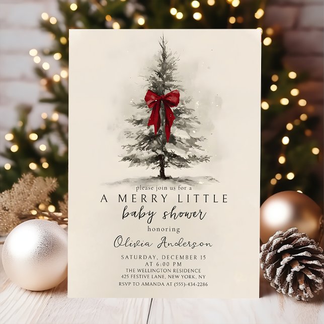 Bow A Merry Little Christmas Baby Shower Einladung (Von Creator hochgeladen)