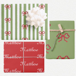 Bow And Stripes Weihnachten Geschenkpapier Set