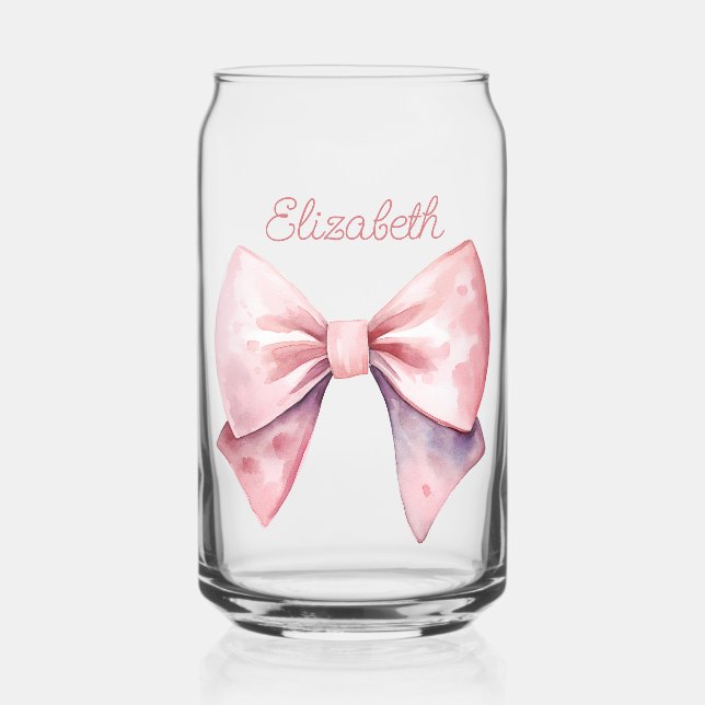 Bow Aquarelle rose et blanc personnalisé (Recto)