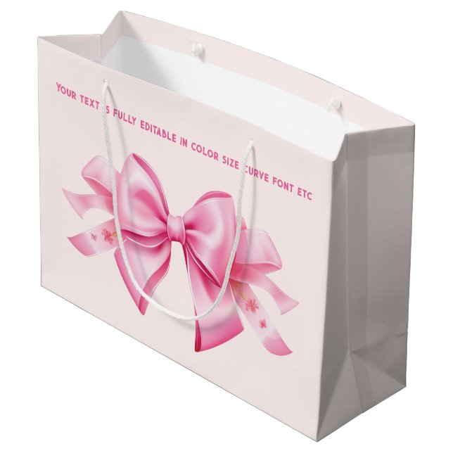 Bow auf Trendy Barbiedoll Blush Pink Große Geschenktüte (Rückseite Schrägansicht)