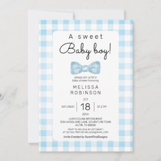Bow Baby Boy Dusche Einladung