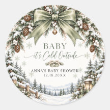 Bow Baby, es ist kalt draußen Baby Shower Aufklebe