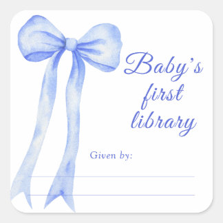 Bow - Baby Shower Buchzeichen, Babybücher Quadratischer Aufkleber