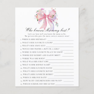 Bow Baby Shower - Wer kennt Mama am besten