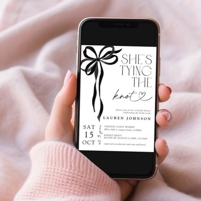 Bow bindet das QR-Brautparty des Knotens Foto Einladung (Von Creator hochgeladen)