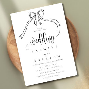Bow Black and White Wedding Einladung
